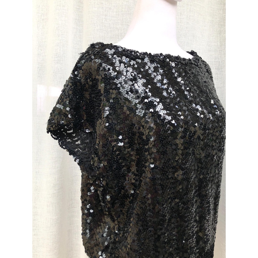 Creations Iii Black Sequin Embellished Sleeveless Party Top View 5